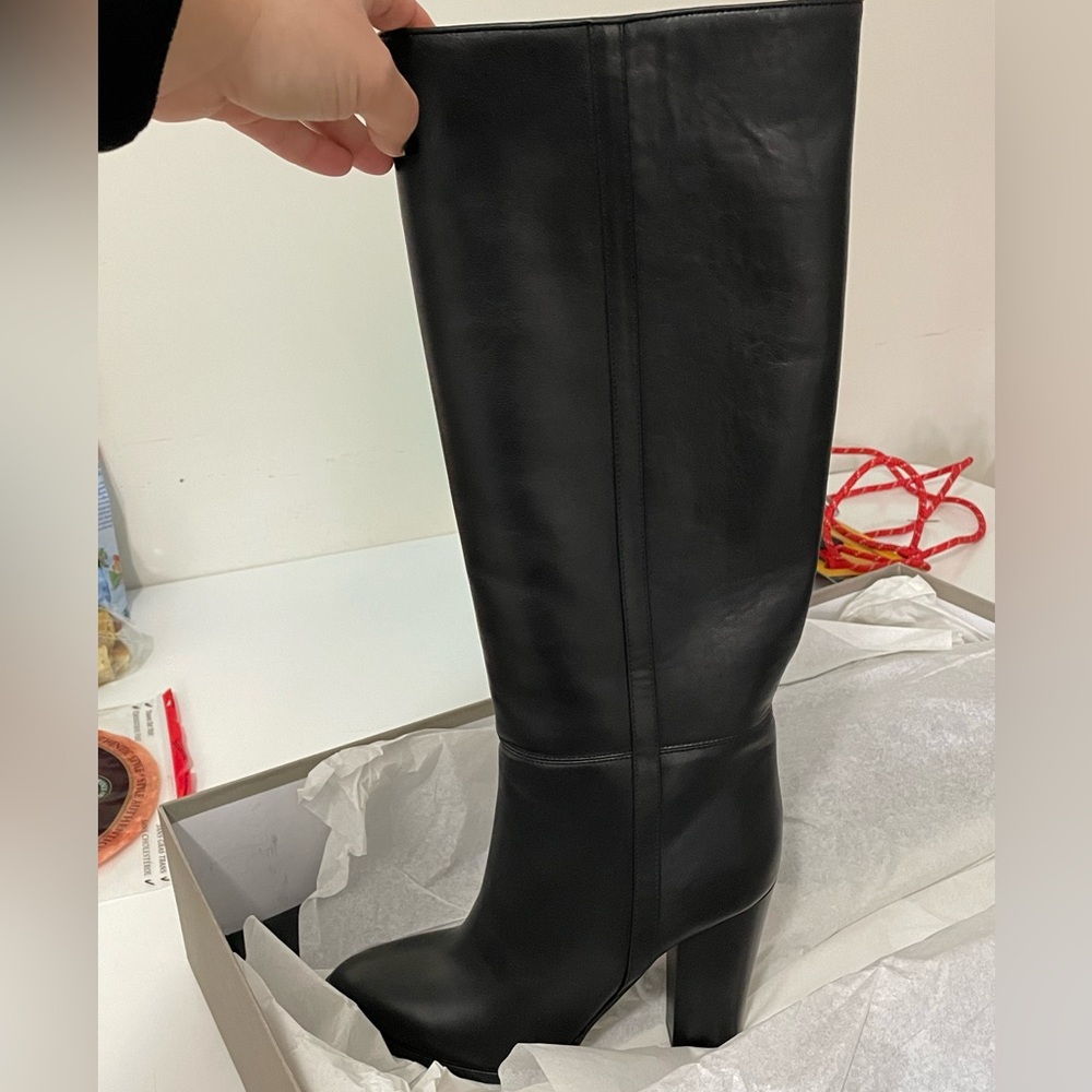 Women’s tall black leather boots